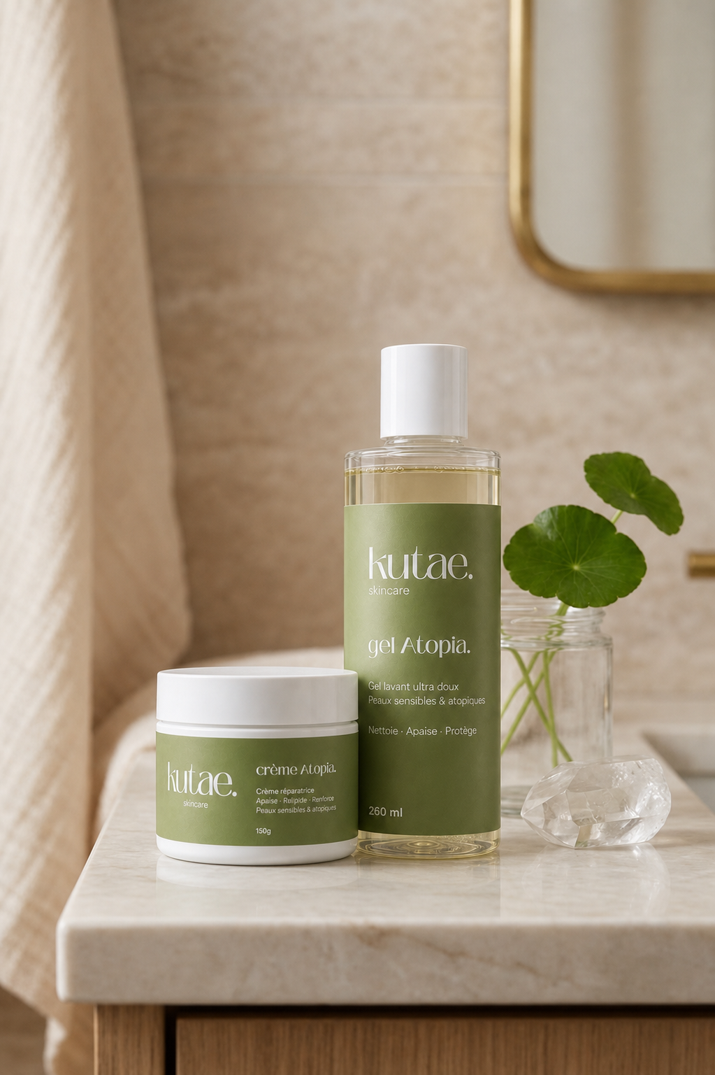 KUTAE - Duo Gel lavant + Crème réparatrice ATOPIA